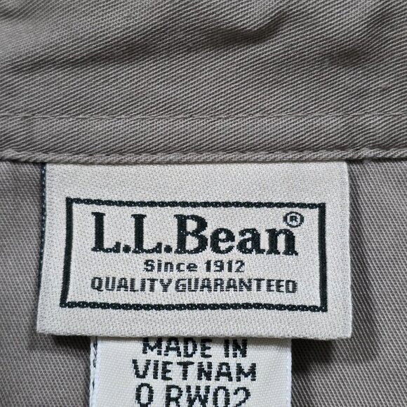 Vtg L.L. Bean Polo Shirt Men XL Tall Beige Herringbone LS Buttons Collar Cottage - Picture 5 of 16
